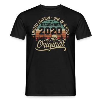 Original Cadeau Anniversaire 5 ans, Décembre 2020 - T-shirt homme - noir - Devant - AI Model Male 178 light (178cm)