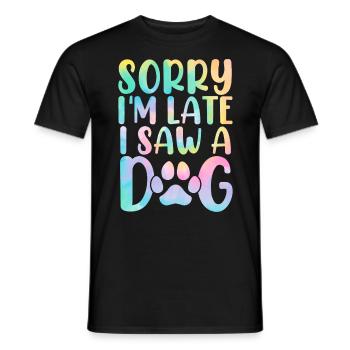 Désolé, je suis en retard, j’ai vu un refuge pour chiots Dog Tie Dye - T-shirt homme - noir - Devant - AI Model Male 178 light (178cm)