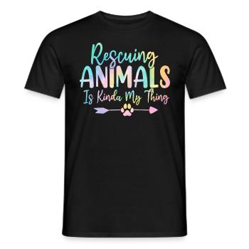 Rescuing Animals Is Kinda My Thing Tie Dye Animal - Men's T-Shirt - black - Front - AI Model Male 178 light (178cm)