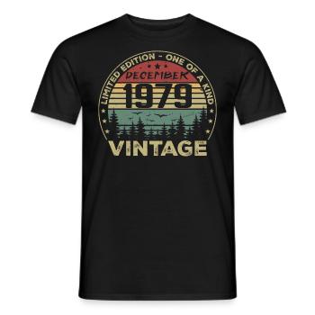 Retro Vintage December 1979 Birthday Gift - Men's T-Shirt - black - Front - AI Model Male 178 light (178cm)