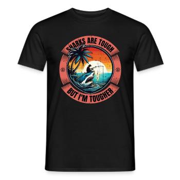 Chasse aux requins Les requins sont coriaces, mais la paléontologie - T-shirt homme - noir - Devant - AI Model Male 178 light (178cm)