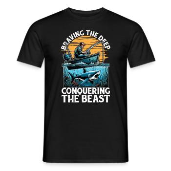 Chasse au requin Braver les amours profondes Paléontologie - T-shirt homme - noir - Devant - AI Model Male 178 light (178cm)