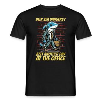 Shark Hunting Deep Sea Dangers Fossil Hunting - Men's T-Shirt - black - Front - AI Model Male 178 light (178cm)