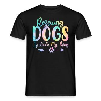 Sauver des chiens, c’est un peu mon truc Dog Tie Dye - T-shirt homme - noir - Devant - AI Model Male 178 light (178cm)