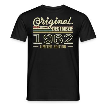 December 1962 Birthday December 1962 December - Men's T-Shirt - black - Front - AI Model Male 178 light (178cm)