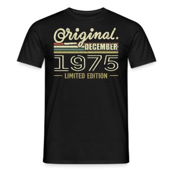 Décembre 1975 anniversaire Décembre 1975 Décembre - T-shirt homme - noir - Devant - AI Model Male 178 light (178cm)