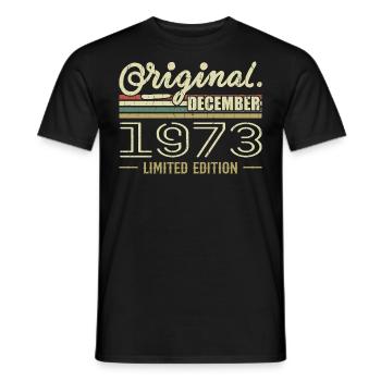 December 1973 Birthday December 1973 December - Men's T-Shirt - black - Front - AI Model Male 178 light (178cm)