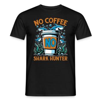 Shark Hunting No Coffee No Swimmer Coffee Lover - Men's T-Shirt - black - Front - AI Model Male 178 light (178cm)