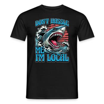 Shark Enthusiast Don't Hassle Me Marine Biologist - Men's T-Shirt - black - Front - AI Model Male 178 light (178cm)