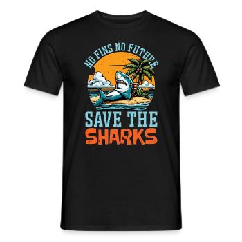 Shark Enthusiast No Fins No Future Marine Biology - Men's T-Shirt - black - Front - AI Model Male 178 light (178cm)