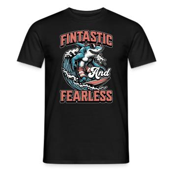 Shark Enthusiast Fintastic And Fearless Freediving - Men's T-Shirt - black - Front - AI Model Male 178 light (178cm)