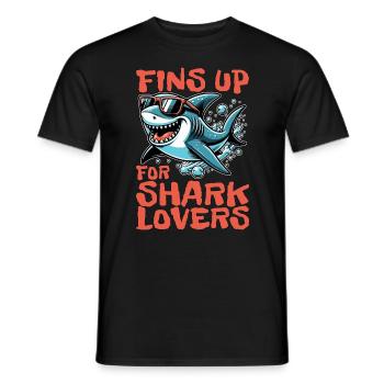 Shark Enthusiast Fins Up For Shark Marine Life - Men's T-Shirt - black - Front - AI Model Male 178 light (178cm)