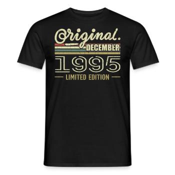 Décembre 1995 anniversaire Décembre 1995 Décembre - T-shirt homme - noir - Devant - AI Model Male 178 light (178cm)
