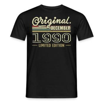 Décembre 1990 anniversaire Décembre 1990 Décembre - T-shirt homme - noir - Devant - AI Model Male 178 light (178cm)
