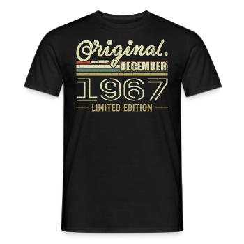 December 1967 Birthday December 1967 December - Men's T-Shirt - black - Front - AI Model Male 178 light (178cm)