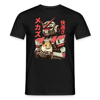 Mecha avec ami hamster - T-shirt homme - noir - Devant - AI Model Male 178 light (178cm)