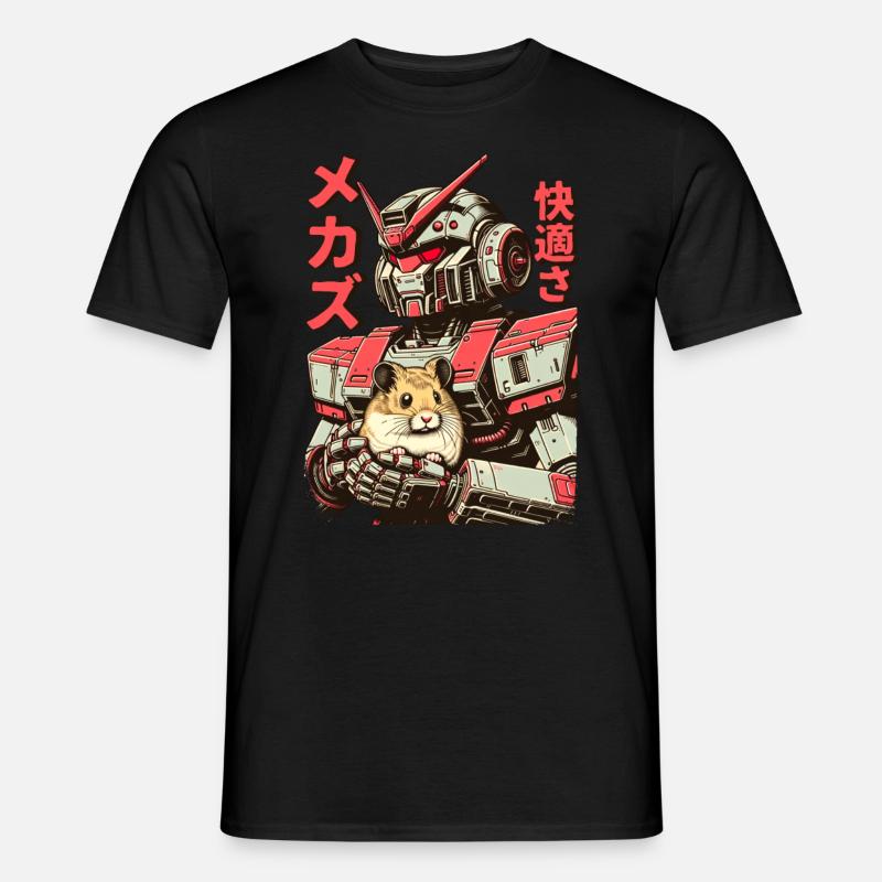 Mecha mit Hamster Freund - Männer T-Shirt - Schwarz
