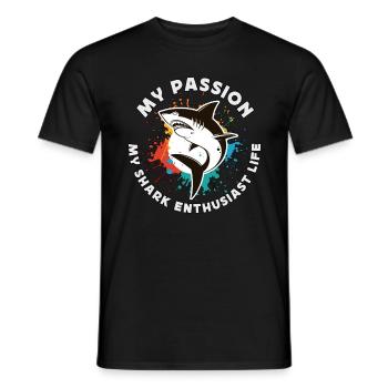Shark Enthusiast My Passion My Marine Biologist - Men's T-Shirt - black - Front - AI Model Male 178 light (178cm)