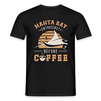 Manta Ray Enthusiast Before Swimming Coffee Lover - Men's T-Shirt - black - Front - AI Model Male 178 light (178cm)