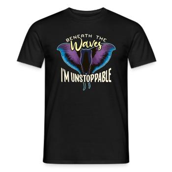 Raies Manta Sous Les Vagues Plongée Sous-marine Nageur - T-shirt homme - noir - Devant - AI Model Male 178 light (178cm)