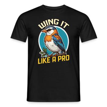 Bird Enthusiast Wing It Like A Pro Ornithologist - Men's T-Shirt - black - Front - AI Model Male 178 light (178cm)