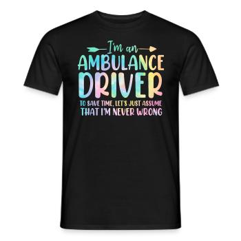 Chauffeur d’ambulance Tie Dye First Aid EMS Emergency - T-shirt homme - noir - Devant - AI Model Male 178 light (178cm)