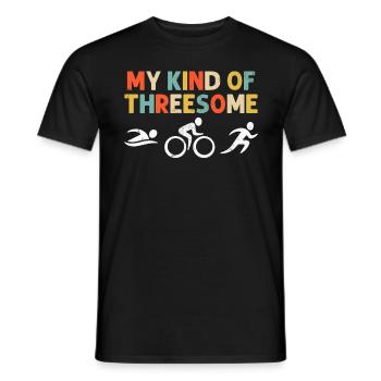 My Kind Of Threesome Retro Triathlete Marathon - Men's T-Shirt - black - Front - AI Model Male 178 light (178cm)