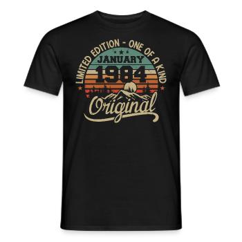 Janvier 1984 I Anniversaire Nées En Janvier 1984 - T-shirt homme - noir - Devant - AI Model Male 178 light (178cm)