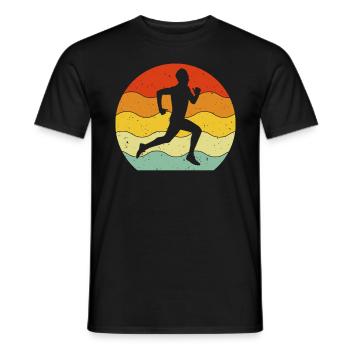 Funny Running Retro Runner Athlete Marathon - Men's T-Shirt - black - Front - AI Model Male 178 light (178cm)