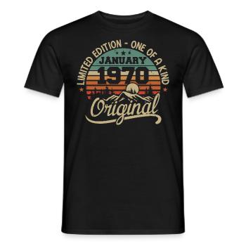 Janvier 1970 I Anniversaire Nées En Janvier 1970 - T-shirt homme - noir - Devant - AI Model Male 178 light (178cm)