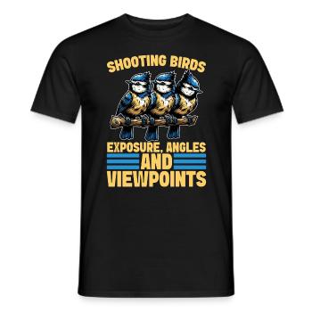 Photographie d’oiseaux Prise de vue Exposition des oiseaux Observation des oiseaux - T-shirt homme - noir - Devant - AI Model Male 178 light (178cm)