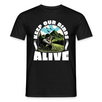 Photographie d’oiseaux Gardez nos oiseaux en vie Amoureux de la nature - T-shirt homme - noir - Devant - AI Model Male 178 light (178cm)