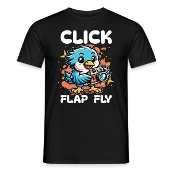 Bird Photography Click Flap Fly Ornithologist - Men's T-Shirt - black - Front - AI Model Male 178 light (178cm)