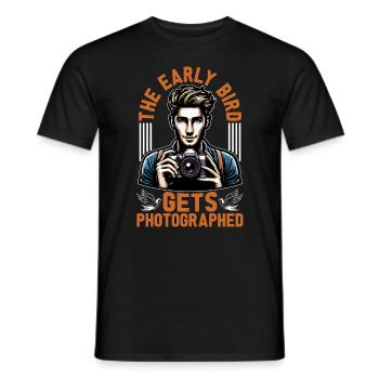 Bird Photography The Early Bird Gets Nature Lover - Men's T-Shirt - black - Front - AI Model Male 178 light (178cm)