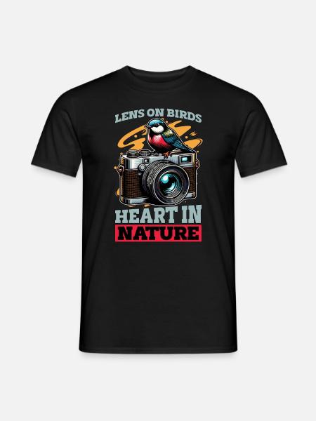 Bird Photography Lens On Birds Heart In Birding - Männer T-Shirt - Schwarz