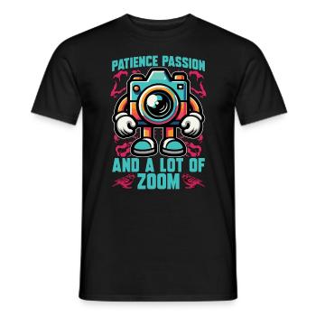 Bird Photography Patience Passion And Birdwatching - Männer T-Shirt - Schwarz - Vorne - AI Model Male 178 light (178cm)