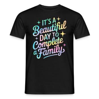 C’est une belle journée pour réaliser un tie-dye familial - T-shirt homme - noir - Devant - AI Model Male 178 light (178cm)