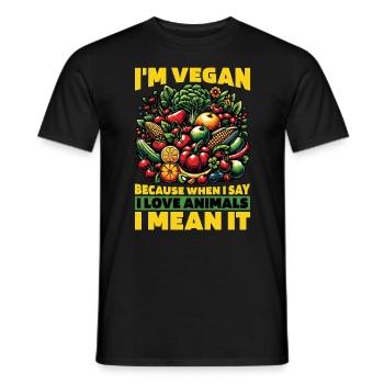 Végétarien Je suis végétalien parce que Amoureux des animaux Véganisme - T-shirt homme - noir - Devant - AI Model Male 178 light (178cm)