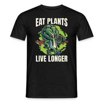 Végétarien Manger des plantes Vivre plus longtemps Mode de vie végétalien - T-shirt homme - noir - Devant - AI Model Male 178 light (178cm)