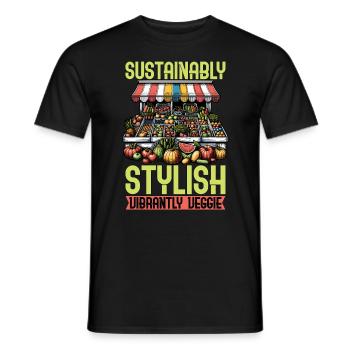 Vegetarian Sustainably Stylish Vibrantly Veganism - Männer T-Shirt - Schwarz - Vorne - AI Model Male 178 light (178cm)