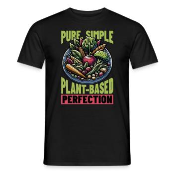 Végétarien, Pur, Simple, À base de plantes, Mode de vie végétalien - T-shirt homme - noir - Devant - AI Model Male 178 light (178cm)