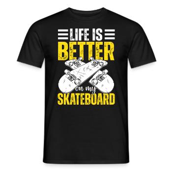 Das Leben Ist Besser Auf Meinem Skateboard Skate Lustig - Männer T-Shirt - Schwarz - Vorne - AI Model Male 178 light (178cm)