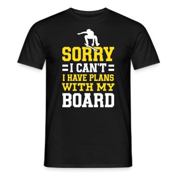 Ich habe Pläne mit meinem Board Longboard Skaten - Männer T-Shirt - Schwarz - Vorne - AI Model Male 178 light (178cm)