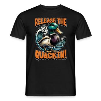 Mallard Duck Release The Quackin' Duck Hunting - Männer T-Shirt - Schwarz - Vorne - AI Model Male 178 light (178cm)