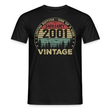 Jahrgang Januar 2001 Geburtstag Januar 2001 - Männer T-Shirt - Schwarz - Vorne - AI Model Male 178 light (178cm)