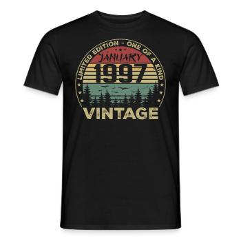 Vintage Janvier 1997 Anniversaire Janvier 1997 - T-shirt homme - noir - Devant - AI Model Male 178 light (178cm)