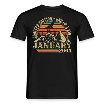 January 2004 - January 2004 Birthday Gift - Men's T-Shirt - black - Front - AI Model Male 178 light (178cm)
