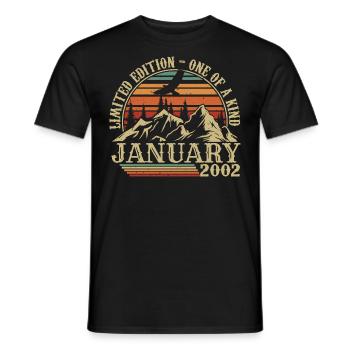 Janvier 2002 - Cadeau Anniversaire Janvier 2002 - T-shirt homme - noir - Devant - AI Model Male 178 light (178cm)