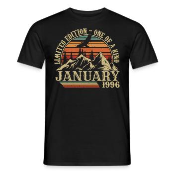 January 1996 - January 1996 Birthday Gift - Men's T-Shirt - black - Front - AI Model Male 178 light (178cm)