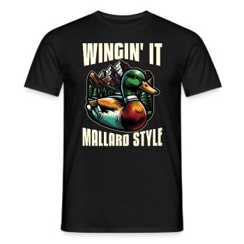 Mallard Duck Wingin' It Mallard Style Duck Hunter - Männer T-Shirt - Schwarz - Vorne - AI Model Male 178 light (178cm)